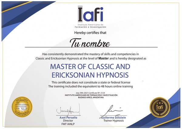cursos de hipnosis IAFI diploma